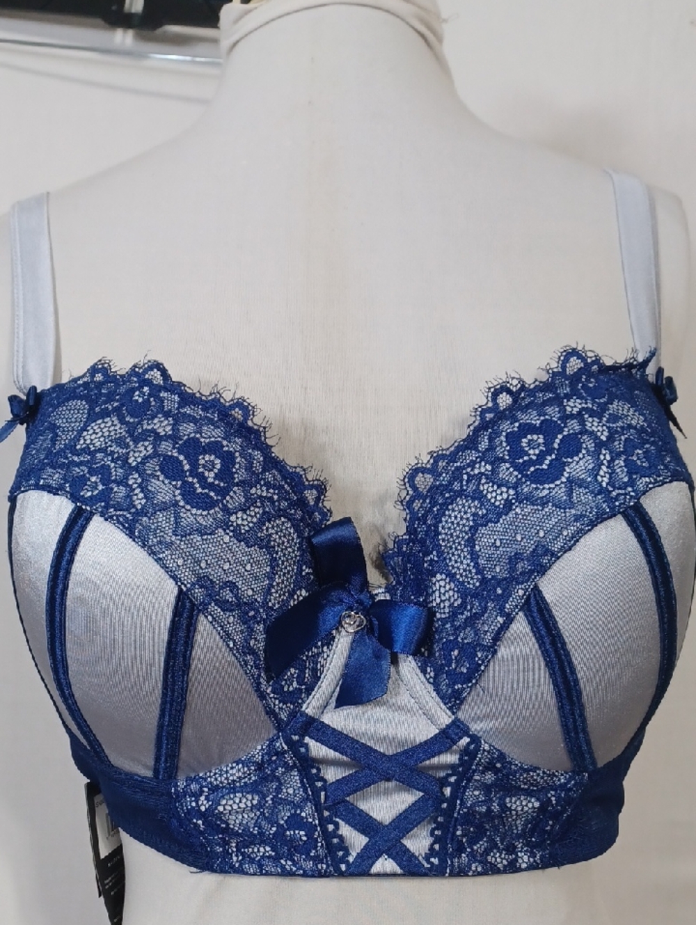 Lace-Front Push-Up Bra in Royal Blue